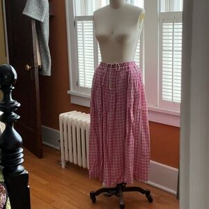 Chic Pink Gingham Maxi Skirt